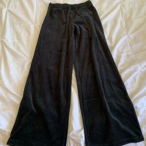 Black suede tracksuit pants